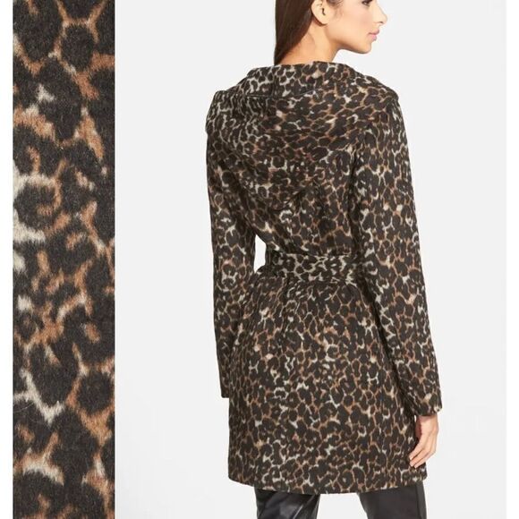 STEVE MADDEN Leopard Print Wrap Trench Coat XS - Picture 3 of 12